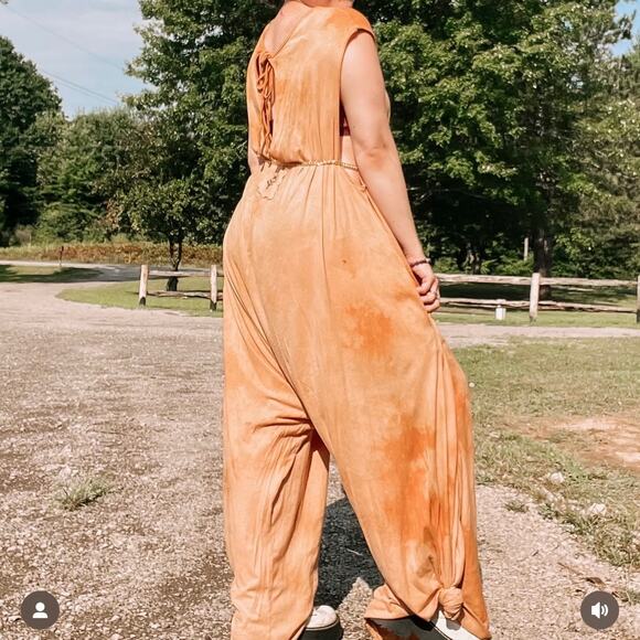Open Hands by Kantha Bae Hippie Golden Yellow Tie Dye Dream Jumpsuit Free Size - Picture 8 of 15